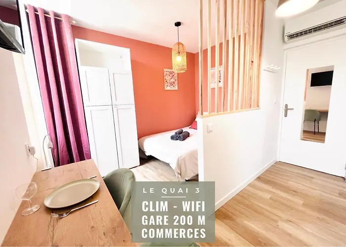 Le Quai 3 - Studio Neuf Lumineux Calme - Clim - Wifi - Gare A 200M
